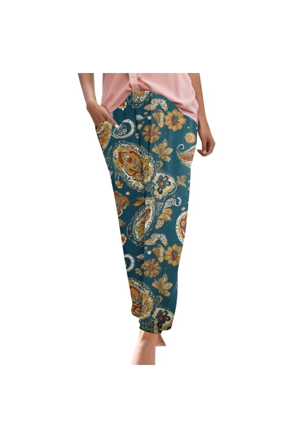 Casual Pants for Women Print Harem Trousers Slip On Boho Beach Lightweight Loose With Pockets for Travel