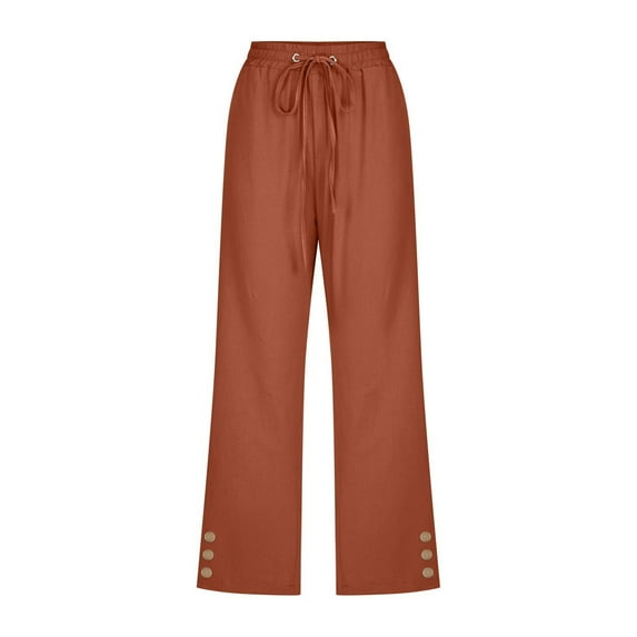 Bovemsi Casual Pants for Women Solid Color Strap Button Summer Candy Capris with Pockets