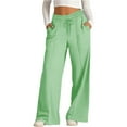 thumbnail image 1 of Bovemsi Casual Pants for Women Summer Leisure Fashion Lacing Solid Color Waist Wide Leg Beach Trousers, 1 of 4