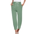 thumbnail image 1 of Bovemsi Casual Pants for Women Sweatpants Drawstring Fashion Solid Color Cropped Beach Trousers with Pockets, 1 of 5