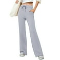 thumbnail image 1 of Bovemsi Casual Pants for Women Women's Solid Color Button Pocket Wide Leg Yoga Beach Trousers with Pockets, 1 of 9