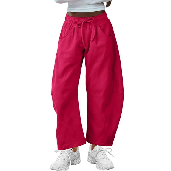 Bovemsi Casual Pants for Women Women's Sports Waist Curved Wide Leg Pocket Sweatpants Casual Wide Leg Trousers with Pockets