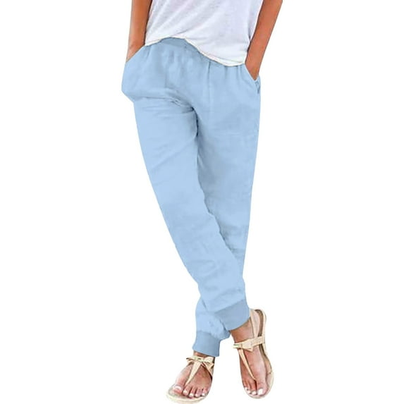Bovemsi Casual Pants for Women Womens Elastic Waist Trousers With Pockets Beach Trousers