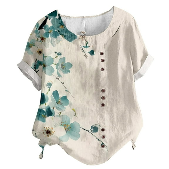 Bovemsi Casual Short Sleeve T Shirt for Women Crewneck Oversized Tops Lightweight Soft, Beige Women's Summer Short Sleeve T-Shirts, L