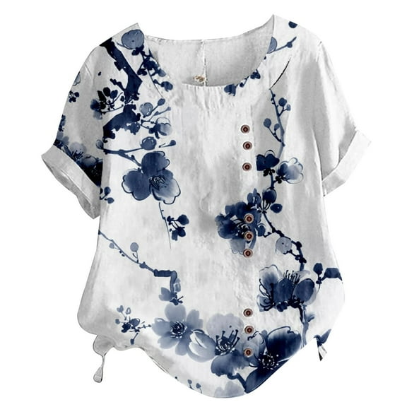 Bovemsi Casual Short Sleeve T Shirt for Women Crewneck Oversized Tops Lightweight Soft, Blue Women's Summer Short Sleeve T-Shirts, 3XL