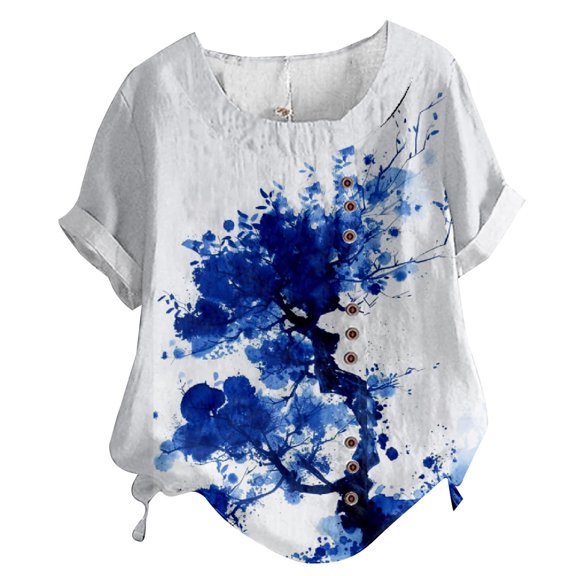 Bovemsi Casual Short Sleeve T Shirt for Women Crewneck Oversized Tops Lightweight Soft, Blue Women's Summer Short Sleeve T-Shirts, L