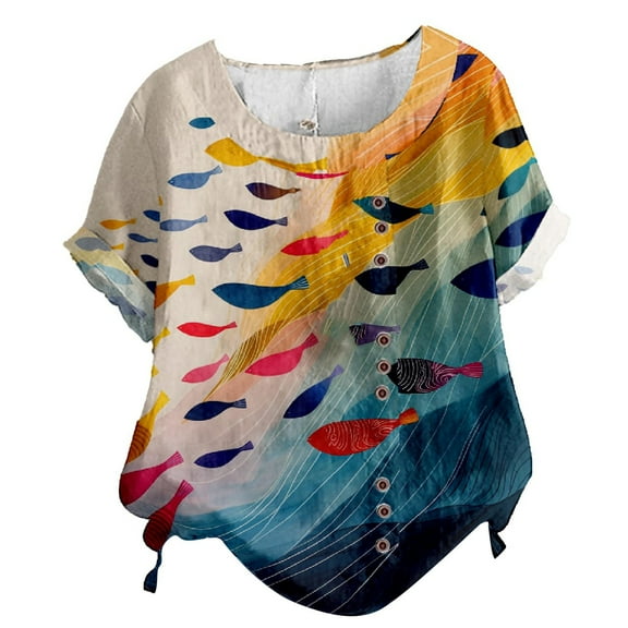 Bovemsi Casual Short Sleeve T Shirt for Women Crewneck Oversized Tops Lightweight Soft, Blue Women's Summer Short Sleeve T-Shirts, S