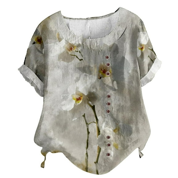 Bovemsi Casual Short Sleeve T Shirt for Women Crewneck Oversized Tops Lightweight Soft, Gray Women's Summer Short Sleeve T-Shirts, XXL