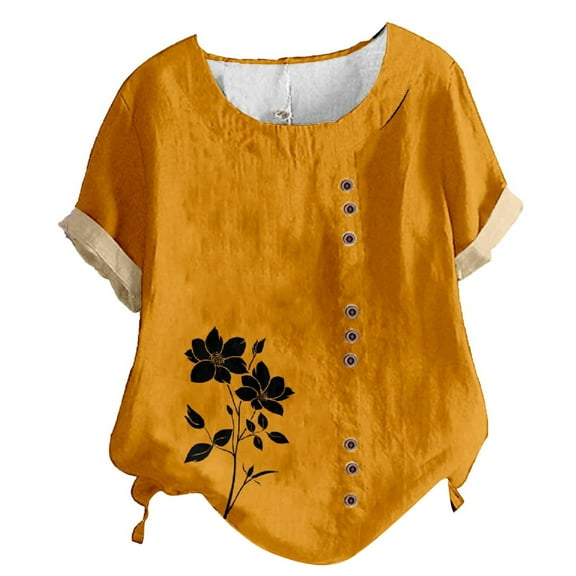 Bovemsi Casual Short Sleeve T Shirt for Women Crewneck Oversized Tops Lightweight Soft, Orange Women's Summer Short Sleeve T-Shirts, 5XL