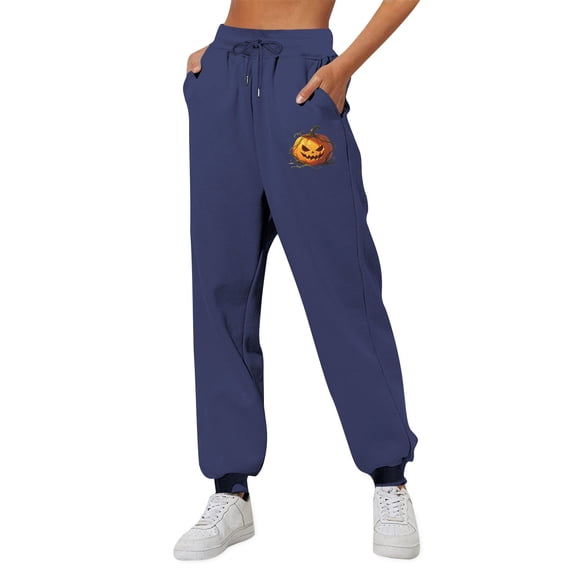 Bovemsi Comfy Pants Women Fashion Outfits Clothes Blue Loose Pocket Sweatpants & Joggers L
