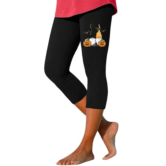 Bovemsi Compression Leggings for Women High Waist Stretchy Halloween Graphic Yoga Pants, 7/8 Length Slim Workout Running Leggings Vacation Outfits for Women M Black