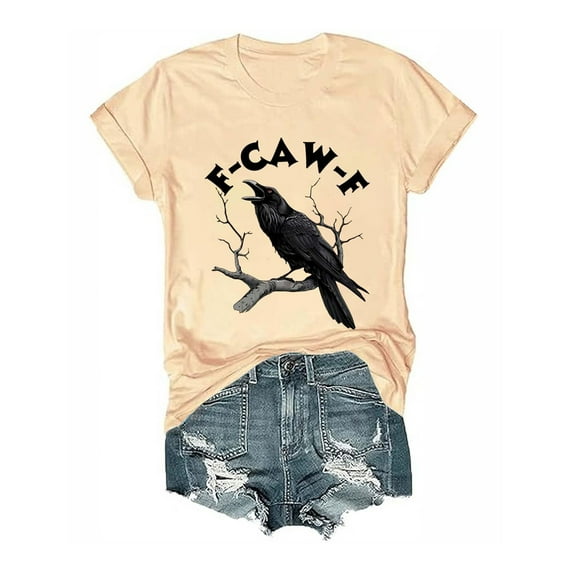 Bovemsi Crow Graphic T Shirt For Men Women Cotton T Shirts