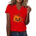 thumbnail image 1 of Bovemsi Cute Summer Tops Loose‑Fit V‑Neck Graphic Short‑Sleeve Prints Fashion Outfits Clothes L, 1 of 4