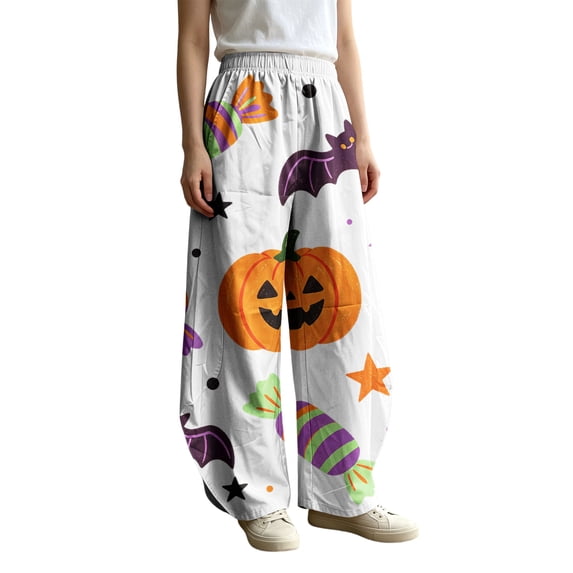 Bovemsi Flowy Pants for Women Wide Leg Barrel Baggy Trousers, Elastic High Waist Casual Pants With Pockets Fashion Outfits Clothes XXXL Multicolor
