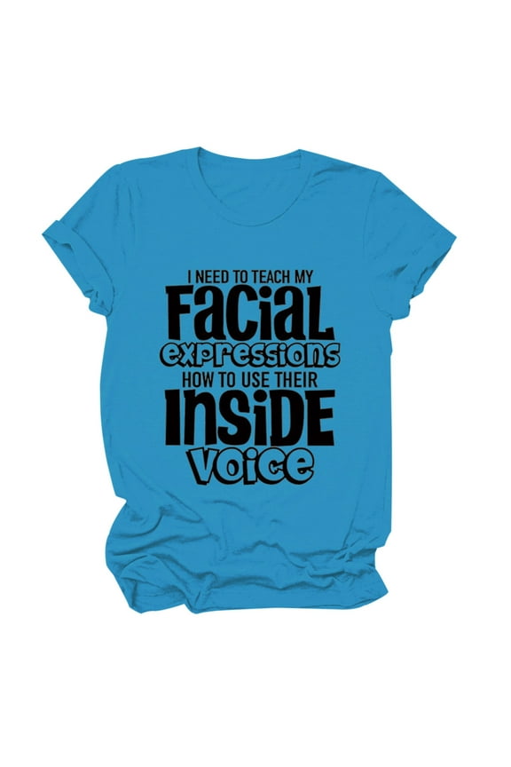 Funny Teacher T Shirt Women I Need To Teach My Facial Expressions Humor Graphic Tees Tshirts Sarcastic T Shirt Tops, Blue Women's Summer Short Sleeve T-Shirts, XXL