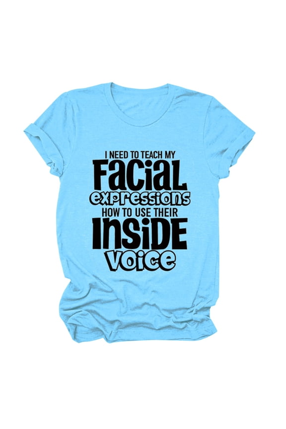 Funny Teacher T Shirt Women I Need To Teach My Facial Expressions Humor Graphic Tees Tshirts Sarcastic T Shirt Tops, Blue Women's Summer Short Sleeve T-Shirts, M