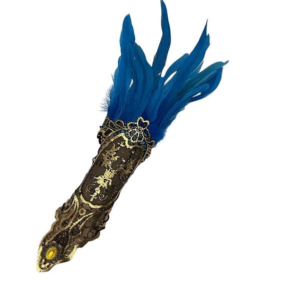 Bovemsi Gloves for Women Gothic Style Feather Hollowed Out Gold Lace Arm Carnival Party Gloves