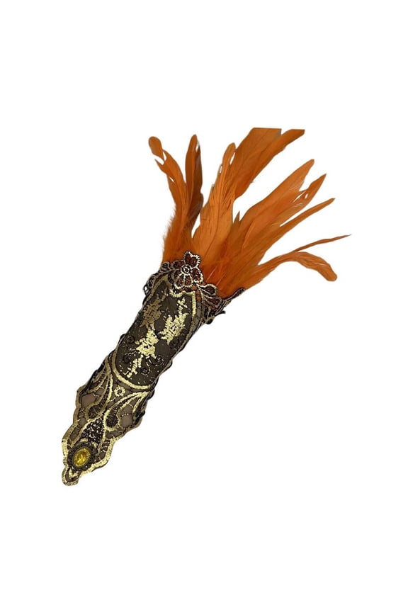 Gloves for Women Gothic Style Feather Hollowed Out Gold Lace Arm Carnival Party Gloves