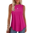 thumbnail image 1 of Bovemsi High Neck Tank Tops for Women Loose Fit Sleeveless Top Summer Clothes Womens Tunic Tops To Wear with Leggings, Pink Women's Summer Tank Tops, XL, 1 of 8