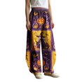 thumbnail image 1 of Bovemsi Hiking Pants Women Wide Leg Barrel Baggy Trousers, Elastic High Waist Casual Pants With Pockets Fashion Outfits Clothes M Purple, 1 of 4