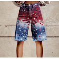 thumbnail image 1 of Bovemsi Independence Day High Waisted Denim Shorts for Women – American Flag Print Casual Summer Shorts for Bbqs & Outdoors, Gold, L, 1 of 4