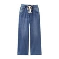 thumbnail image 1 of Bovemsi Jeans For Women Trendy Drawstring Mom High Waisted Baggy Straight Wide Leg Denim Pants Streetwear Baggy Jeans L, 1 of 6