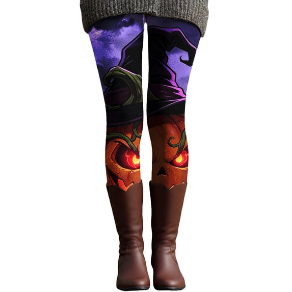Bovemsi Joggers for Women Vacation Outfits for Women Multicolor Halloween Printed Slim Sports Yoga Leggings L