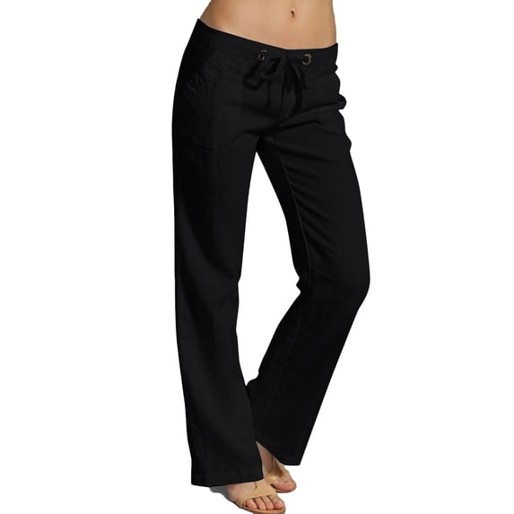 Bovemsi Linen Pants Women Corduroy Pants Summer Wide Leg Solid Casual Linen Drawstring Cropped With Pockets Hiking Pants