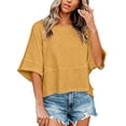 thumbnail image 1 of Bovemsi Long Sleeve Shirts for Women Comfort Round Neck Batwing Color Panels Short Sleeve Casual Tops for Women Trendy XXL, 1 of 5