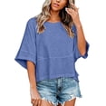 thumbnail image 1 of Bovemsi Long Sleeve Shirts for Women Comfort Round Neck Batwing Color Panels Short Sleeve Casual Tops for Women Trendy XXL, 1 of 5