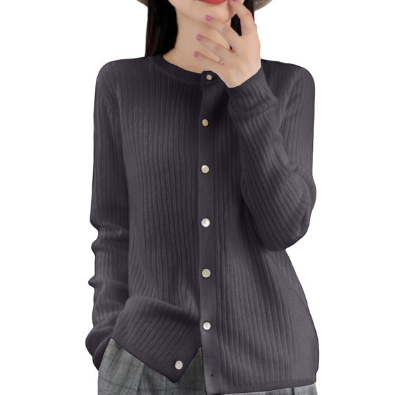 Bovemsi Long Sleeve Shirts for Women Flare Button Front Cardigan Sweater Standard Knit Shrugs Sweater
