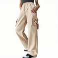 thumbnail image 1 of Bovemsi Lounge Pants Women Pocket Cargo Pants Trendy Elastic Waist Design Loose Tie Leggings Hiking Pants, 1 of 5