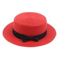 thumbnail image 1 of Bovemsi Panama Hats for Boys and Girls Kids Infant Summer Fedora Straw Hat Wide Brim Floppy Beach Sun Cap Visor Beach Sun Hat, 1 of 2