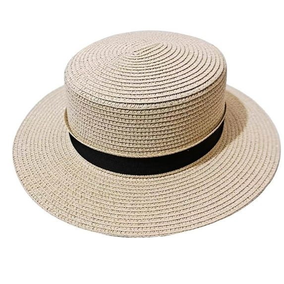 Bovemsi Panama Hats for Women flat Top hat casual straw sun visor outdoor Beach Sun Hat