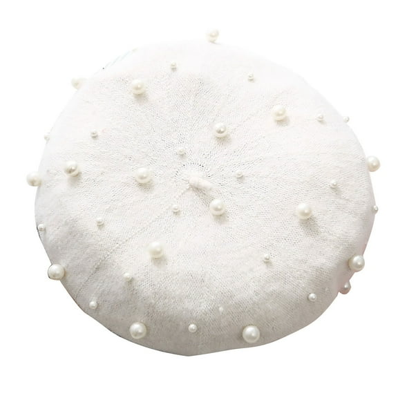 Bovemsi Pillbox Hat Women Beret Pearl Elegant Sweet Artist French Style Beanie Cap Cocktail Tea Party Headwear