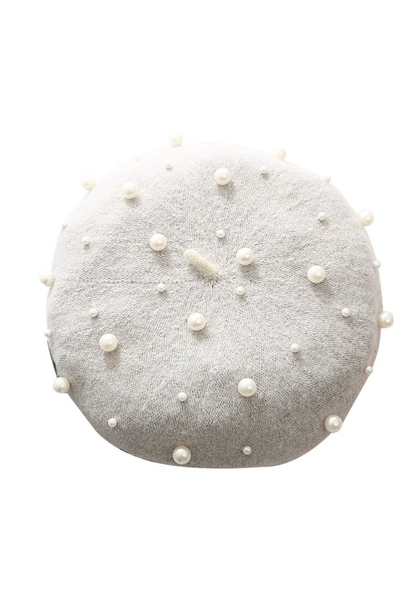 Pillbox Hat Women Beret Pearl Elegant Sweet Artist French Style Beanie Cap Cocktail Tea Party Headwear