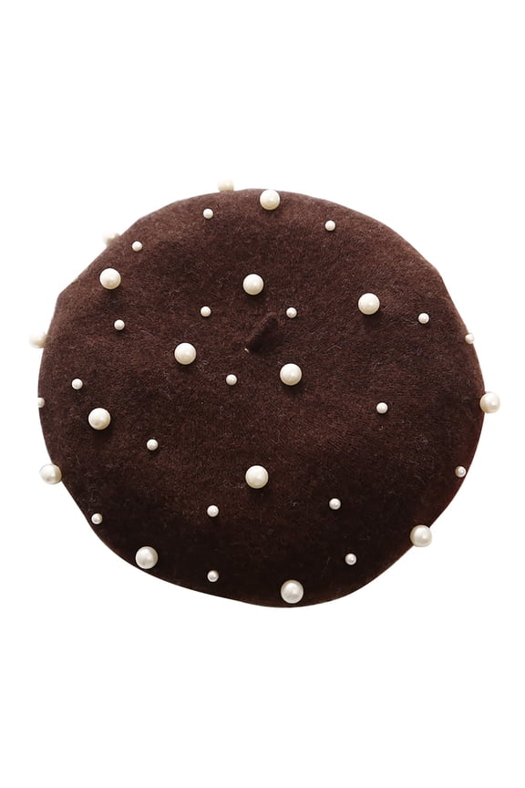 Pillbox Hat Women Beret Pearl Elegant Sweet Artist French Style Beanie Cap Cocktail Tea Party Headwear