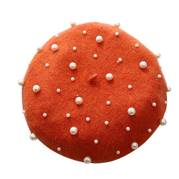 Bovemsi Pillbox Hat Women Beret Pearl Elegant Sweet Artist French Style Beanie Cap Cocktail Tea Party Headwear