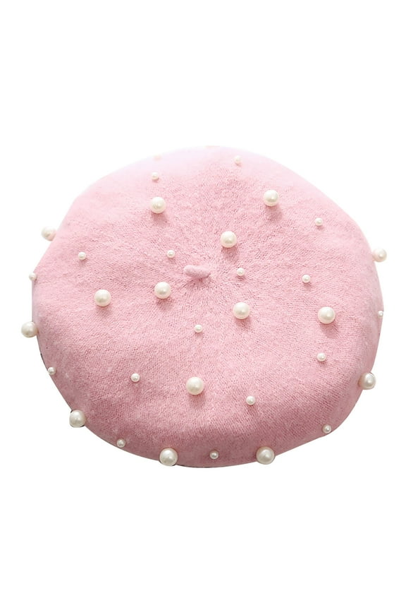 Pillbox Hat Women Beret Pearl Elegant Sweet Artist French Style Beanie Cap Cocktail Tea Party Headwear
