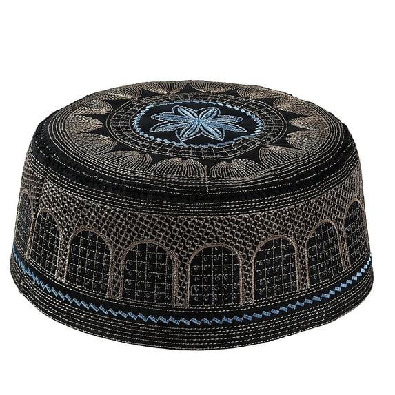 Bovemsi Pillbox Hat for Men Muslim Cotton Embroidered Flat Cocktail Tea Party Headwear