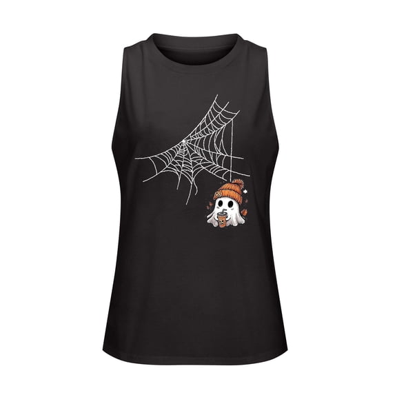 Bovemsi Plus Size Tank Tops for Women Loose Fit Soft Cotton Halloween Sleeveless Comfort Tops for Women Trendy L