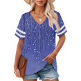 thumbnail image 1 of Bovemsi Plus Size V Neck T Shirts Women Short Sleeve Tops Casual Summer Tshirts Loose Fit Tee, Blue Women's Summer Short Sleeve T-Shirts, 3XL, 1 of 4