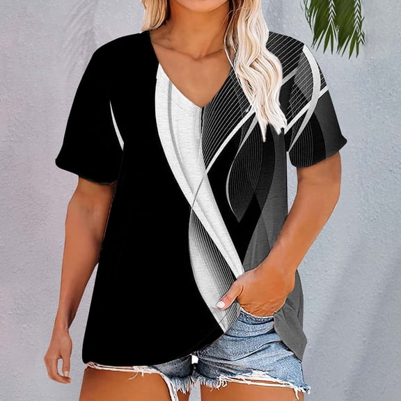Bovemsi Plus Size V Neck T Shirts Women Short Sleeve Tops Casual Summer Tshirts Loose Fit Tee, Gray Women's Summer Short Sleeve T-Shirts, 3XL