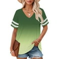 thumbnail image 1 of Bovemsi Plus Size V Neck T Shirts Women Short Sleeve Tops Casual Summer Tshirts Loose Fit Tee, Green Women's Summer Short Sleeve T-Shirts, XL, 1 of 4