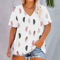 thumbnail image 1 of Bovemsi Plus Size V Neck T Shirts Women Short Sleeve Tops Casual Summer Tshirts Loose Fit Tee, White Women's Summer Short Sleeve T-Shirts, 5XL, 1 of 4