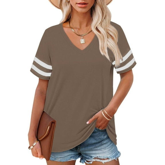 Bovemsi Plus Size V Neck T Shirts Women Short Sleeve Tops Casual Summer Tshirts Loose Fit Tee, Yellow Women's Summer Short Sleeve T-Shirts, XXL