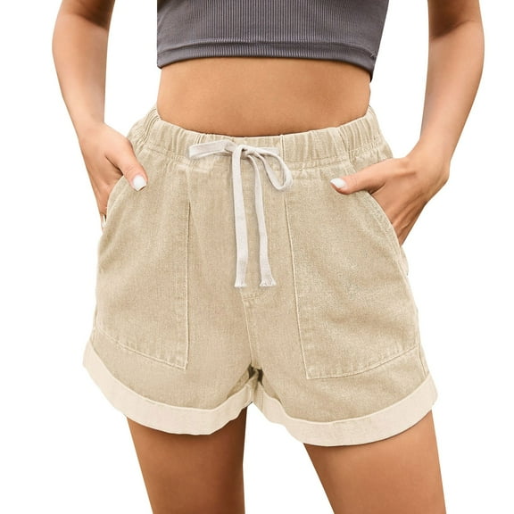 Bovemsi Short Jeans For Women Elastic Waist Casual Rolled Denim Shorts Street Style Personalized Trendy Hot Pants High Waisted Stretchy Denim Shorts S