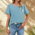 thumbnail image 1 of Bovemsi Short Sleeved T Shirt for Women In Summer 2025 Large Size Loose Fit Belly Covering Slimming and Versatile Top, Blue Women's Summer Short Sleeve T-Shirts, XXL, 1 of 9