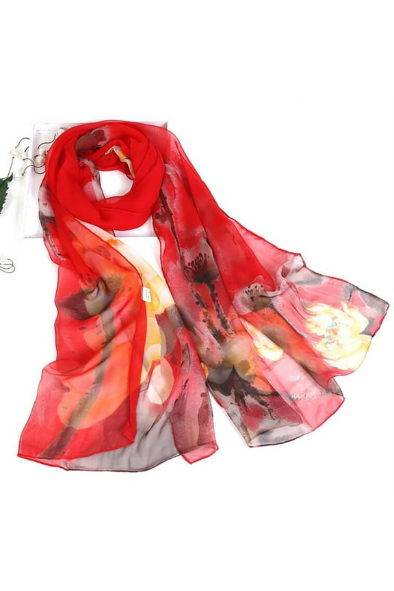 Silk Scarf for Women Printing Long Scarves Ladies Soft Wrap Shawl Fashion Summer Scarf Lightweight