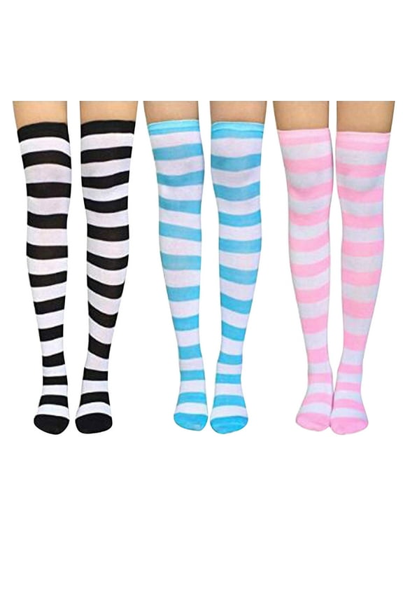 Stockings for Women 3PCS Knee High Socks Striped Long Harajuku Thigh Girls Plus Size Thigh High Compression Stockings